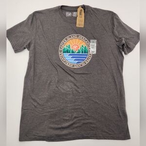 Easter Island Mercantile Graphic Tee Gray Sunset Landscape T-Shirt Mens L NWT